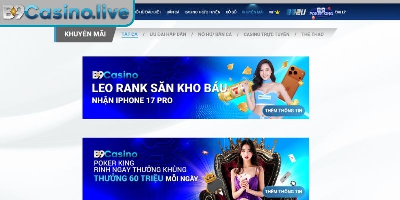 Điều kiện chung để nhận khuyến mãi B9CASINO